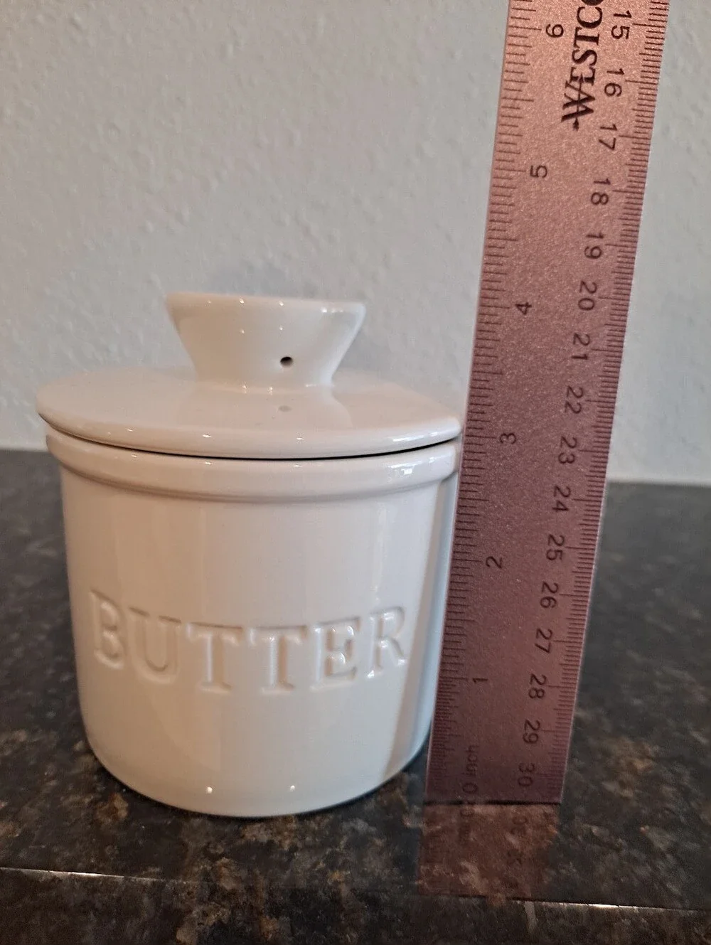 Priority Cheff Ceramic Butter Crock - White French Dish Countertop